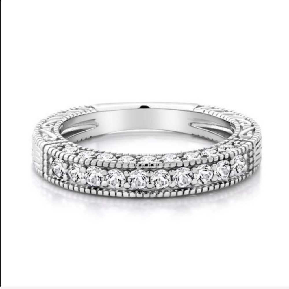 STERLING SILVER WHITE SAPPHIRE RING - Picture 2 of 8